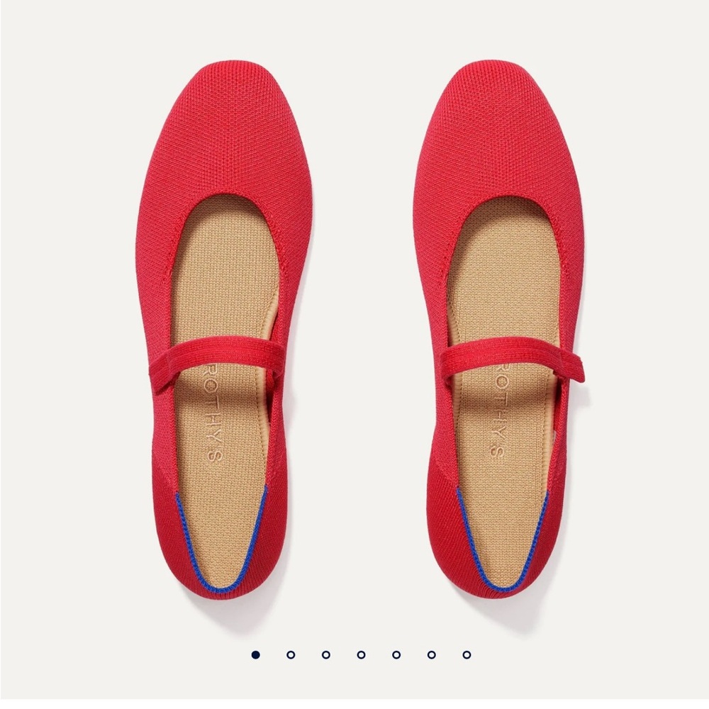 Rothy's Red Knit Mary Jane Flats